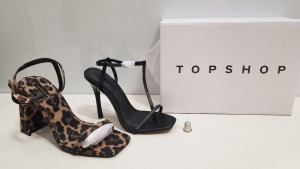 15 X BRAND NEW TOPSHOP SHOES - 13 X BRAND NEW TOPSHOP ROCCO TRUE LEOPARD UK SIZE 7 AND 5 SHOES AND 2 X BRAND NEW TOPSHOP RHYS BLACK UK SIZE 4 SHOES TOTAL RRP £579.00