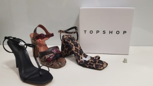 15 X BRAND NEW TOPSHOES SHOES - 8 X BRAND NEW ROCCO TRUE LEOPARD UK SIZE 8, 5 X BRAND NEW TOPSHOP RIPPLE NATURAL UK SIZE 5 SHOES AND 2 X BRAND NEW RHYS BLACK UK SIZE 8 SHOES TOTAL RRP £629.00