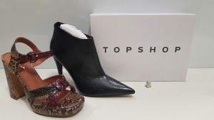 14 X BRAND NEW TOPSHOP SHOES - BRAND NEW BLACK HARLOW HEELED SHOES AND NATURAL RIPPLE HEELED SHOES UK SIZE 6, 7 AND 8 RRP £49.00 (MINIMUM TOTAL RRP £546.00)