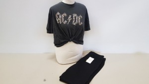 13 PIECE CLOTHING LOT CONTAINING TOPSHOP ACDC TOPS AND DOROTHY JEANS IN VARIOUS SIZES ETC