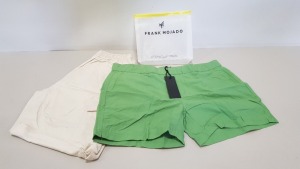 APPROX 60 PIECE CLOTHING LOT FRONT ROW SHORTS AND FRANK MOJADO SHORTS IN GREEN AND BEIGE