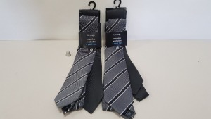 200 X BRAND NEW GEORGE MACHINE WASHABLE TIES IN GREY AND BLACK IN 5 TRAYS (NOT INCLUDED)