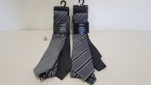 200 X BRAND NEW GEORGE MACHINE WASHABLE TIES IN GREY AND BLACK IN 5 TRAYS (NOT INCLUDED)