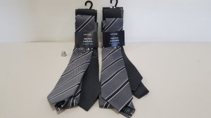 160 X BRAND NEW GEORGE MACHINE WASHABLE TIES IN GREY AND BLACK IN 5 TRAYS (NOT INCLUDED)