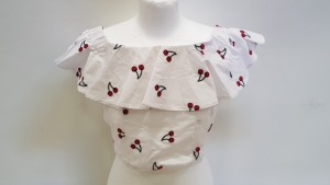 26 X BRAND NEW TOPSHOP WHITE CHERRY CROP TOP UK SIZE 10 RRP £29.00