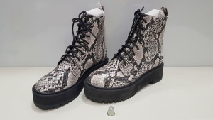 17 X BRAND NEW TOPSHOP SNAKE SKIN STYLED HIGH SOLED BOOTS UK SIZE 5