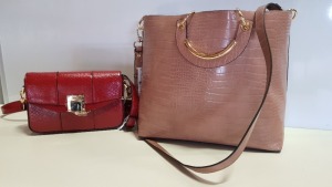 24 X BRAND NEW TOPSHOP WOMEN'S SHOULDER BAGS - IE 18 X RED RRP £25.00 PLUS 6 X MAUVE RRP £25.00 EACH - TOTAL £600