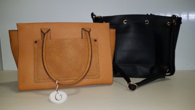 40 X BRAND NEW SHOULDER / HAND BAGS IN TAN AND BLACK COLOURS