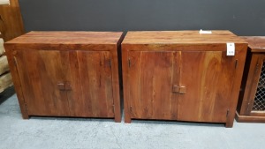 2 X SOLID WOOD JAVA SIDEBOARD UNITS 95X45X75CM (PLEASE NOTE JDW ONLINE RETURNS)