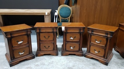 4 X SOLID WOOD BURLEIGH 2 DOOR BEDSIDE TABLES 47X40X65CM (PLEASE NOTE JDW ONLINE RETURNS)