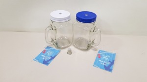 168 X BRAND NEW SUMMER LIVING MASON JARS IN BLUE AND WHITE IDEAL FOR DRINKS, WRAPPED SWEETS AND CRAFT STORAGE ETC IN 7 BOXES