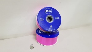 72 X BRAND NEW 91 METRE ROLLS OF APAC 2" WIDE POLY RIBBON IN PINK CERISE - IN 2 CARTONS - FOR USE IN GIFT, PERFUME & FLORAL SHOPS - ONLINE £6 PER ROLL - TOTAL £432