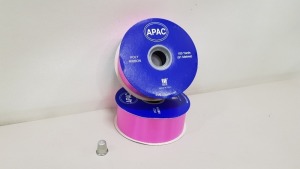 72 X BRAND NEW 91 METRE ROLLS OF APAC 2" WIDE POLY RIBBON IN PINK CERISE - IN 2 CARTONS - FOR USE IN GIFT, PERFUME & FLORAL SHOPS - ONLINE £6 PER ROLL - TOTAL £432