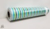 30 X BRAND NEW ROLLS OF 400MM X 100 METRE GREEN, BLACK & BLUE STRIPED GIFT WRAP - COMMERCIAL GRADE (FOR USE IN CARD, GIFT & FLORAL SHOPS) - EBAY £20+ / ROLL - TOTAL £600