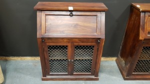 1 X SOLID WOOD BUREAU 3 DOOR, 2 DRAWER DARK WOOD WRITING DESK 90X45X110 (PLEASE NOTE JDW ONLINE RETURNS)