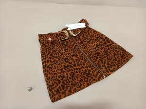 15 X BRAND NEW TOPSHOP LEOPARD PRINT SKIRT UK SIZE 4 RRP £35.00 (TOTAL RRP £525.00)