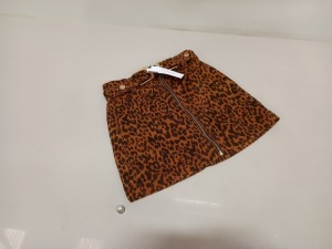 15 X BRAND NEW TOPSHOP LEOPARD PRINT SKIRT UK SIZE 4 RRP £35.00 (TOTAL RRP £525.00)