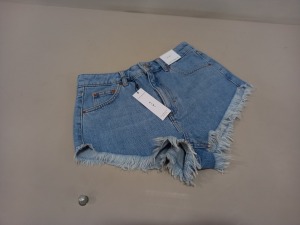 17 X BRAND NEW TOPSHOP KIRI DENIM SHORTS UK SIZE 10 RRP £29.00 (TOTAL RRP £493.00)