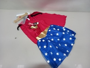 20 X BRAND NEW GEORGE WONDER WOMAN COSTUMES IN VARIOUS SIZES - 8/10, 20/22 AND 16/18