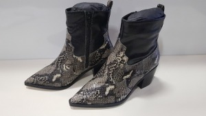 11 X BRAND NEW TOPSHOP WF BLISS SNAKE PRINT BOOTS UK SIZE 6 RRP £39.00 (TOTAL RRP £429.00)