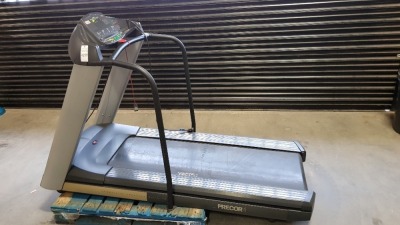 1 X (PRECOR USA) COMMERCIAL PRODUCT DIVISION ELECTRIC RUNNING MACHINE WITH VARIOUS DIFFICULTY LEVELS AND EMERGENCY STOP CORD