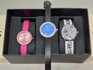 5 X BRAND NEW OASIS LADIES WATCHES - 2 X PINK ,1 X MULTICOLOURED - ALL BOXED ; PLUS 2 X BLUE FACE UNBOXED - BOXED - PRODUCT CODE B1521