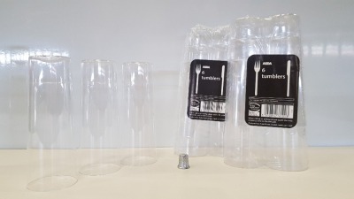 240 X BRAND NEW PACKS OF 6 HIGH BALL SLIM JIM CLEAR PLASTIC TUMBLERS IN 60 DISPLAY BOXES