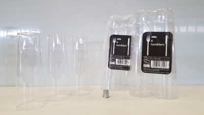 240 X BRAND NEW PACKS OF 6 HIGH BALL SLIM JIM CLEAR PLASTIC TUMBLERS IN 60 DISPLAY BOXES