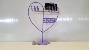 312 X BRAND NEW BOXED JEWELLERY BY PURPLE IVY PURPLE HEART SHAPED JEWELLERY STAND - IN 13 BOXES