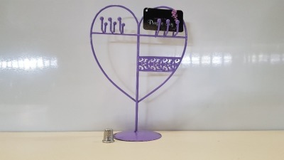 312 X BRAND NEW BOXED JEWELLERY BY PURPLE IVY PURPLE HEART SHAPED JEWELLERY STAND - IN 13 BOXES