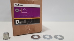 12,500 X DIALL 14MM WASHERS - CONTAINED IN 25 BOXES