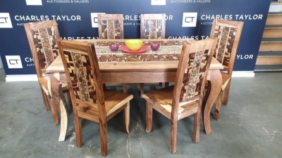 BRAND NEW SOLID SUAR WOODEN 7 PIECE LENONG COIN TABLE SET 160 X 90 X 76 RRP £1425