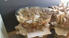 BRAND NEW SOLID TEAK ROOT WOODEN ROUND COFFEE TABLE WITH NON-TEMPERED GLASS DIA - 82cm RRP £895 - 2