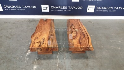 BRAND NEW SOLID SUAR WOODEN RIVER COFFEE TABLE / NO LEGS 100 X 100 X 30 RRP £725
