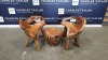 BRAND NEW SOLID TEAK ROOT WOODEN ROUND COFFEE TABLE AND CHAIRS DIA - 50CM RRP £765