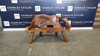 BRAND NEW SOLID TEAK ROOT WOODEN 2 SEATER BENCH 50 X 90 X 120cm RRP £400