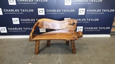 BRAND NEW SOLID TEAK ROOT WOODEN 2 SEATER BENCH 50 X 90 X 120cm RRP £400