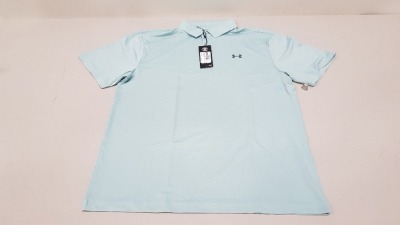 15 X BRAND NEW UNDER ARMOUR BAGGED PERFORMANCE POLO IN ENAMEL BLUE SIZE LARGE RRP £34.99 (TOTAL RRP £524.85) (PICK LOOSE)