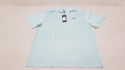 15 X BRAND NEW UNDER ARMOUR BAGGED PERFORMANCE POLO IN ENAMEL BLUE SIZE LARGE RRP £34.99 (TOTAL RRP £524.85) (PICK LOOSE)