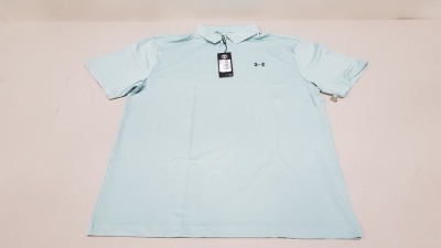 15 X BRAND NEW UNDER ARMOUR BAGGED PERFORMANCE POLO IN ENAMEL BLUE SIZE LARGE RRP £34.99 (TOTAL RRP £524.85) (PICK LOOSE)