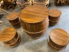 BRAND NEW SOLID TEAK WOODEN 5 PIECE BARREL SEATING SET 60 X 50 X 50cm RRP £1125 - 2