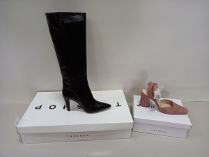 5 X BRAND NEW TOPSHOP SHOES - 3 X TAYLOR BLACK SHOES UK SIZE 6 RRP £120.00 AND 2 X GAZE PINK SHOES UK SIZE 3 RRP £39.00 (TOTAL RRP £432.00)