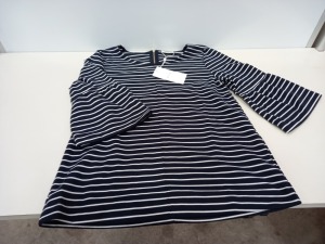 22 X BRAND NEW VILLA NAVY STRIPED TOPS SIZE SMALL