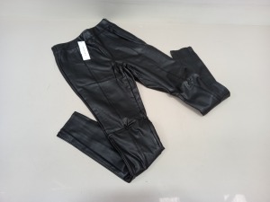 10 X BRAND NEW TOPSHOP BLACK LEATHER STYLED PANTS UK SIZE 12 RRP £36.00 (TOTAL RRP £360.00)