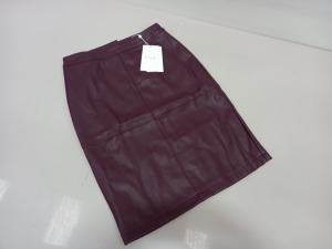 20 X BRAND NEW VILLA PURPLE LEATHER STYLED SKIRTS SIZE XS