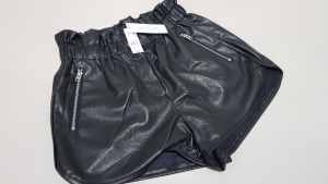 15 X BRAND NEW TOPSHOP BLACK LEATHER STYLED SHORTS UK SIZE 10 RRP £32.00 (TOTAL RRP £320.00)