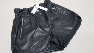 15 X BRAND NEW TOPSHOP BLACK LEATHER STYLED SHORTS UK SIZE 12 RRP £32.00 (TOTAL RRP £320.00)