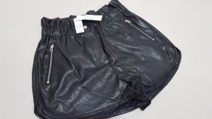 15 X BRAND NEW TOPSHOP BLACK LEATHER STYLED SHORTS UK SIZE 14 RRP £32.00 (TOTAL RRP £320.00)