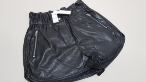15 X BRAND NEW TOPSHOP BLACK LEATHER STYLED SHORTS UK SIZE 6 RRP £32.00 (TOTAL RRP £320.00)