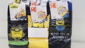 120 X BRAND NEW MINIONS SOCKS SHOE SIZE 6-11 (10 X PACKS OF 12)